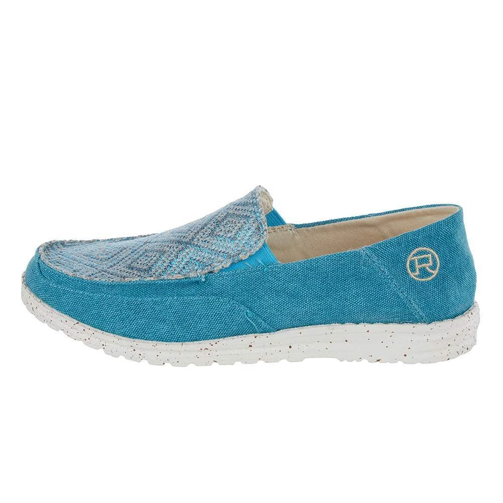 Roper Footwear Womens Turquoise Canvas Slip On Moc - Image 3