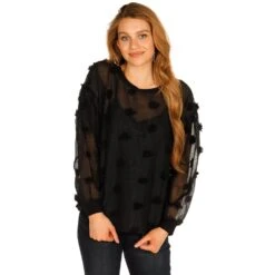 Ivy Jane Women's Sheer Black Top