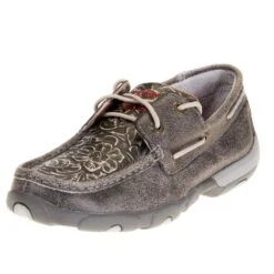 Twisted X Womens Grey Boat Shoe Driving Moc
