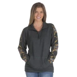 Cowgirl Tuff Co Womens Fleece 1/4 Zip Aztec Sleeve Pullover