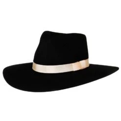 Women's M+F Black With Cream Band Fashion Hat