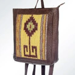 Leather Backpack W/Yellow Aztec