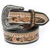 American Darling Women's Floral Tooled Belt With Black Background