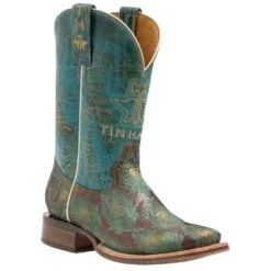 Tin Haul Footwear Womens Feather Plume Turqoise Boot