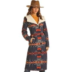 Panhandle Women's Powder River Aztec Long Wool Coat
