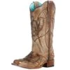Nrs Footwear Womens Corral Brown Horse Shoe Overlay Boot
