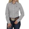 Cinch Women's Cream And Burgundy Print Button Down Shirt