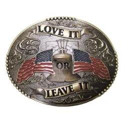 And West Love It Or Leave It American Flags Buckle