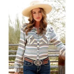 Cruel Girl Women's Striped Pearl Snap Shirt