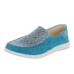 Roper Footwear Womens Turquoise Canvas Slip On Moc