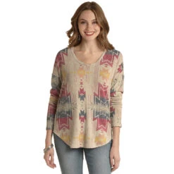 Panhandle Women's Rock & Roll Aztec Print Shirt