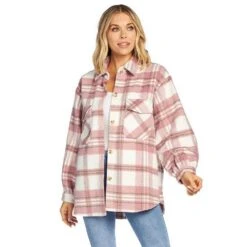 Women's Mud Pie Blush Highland Plaid Shacket