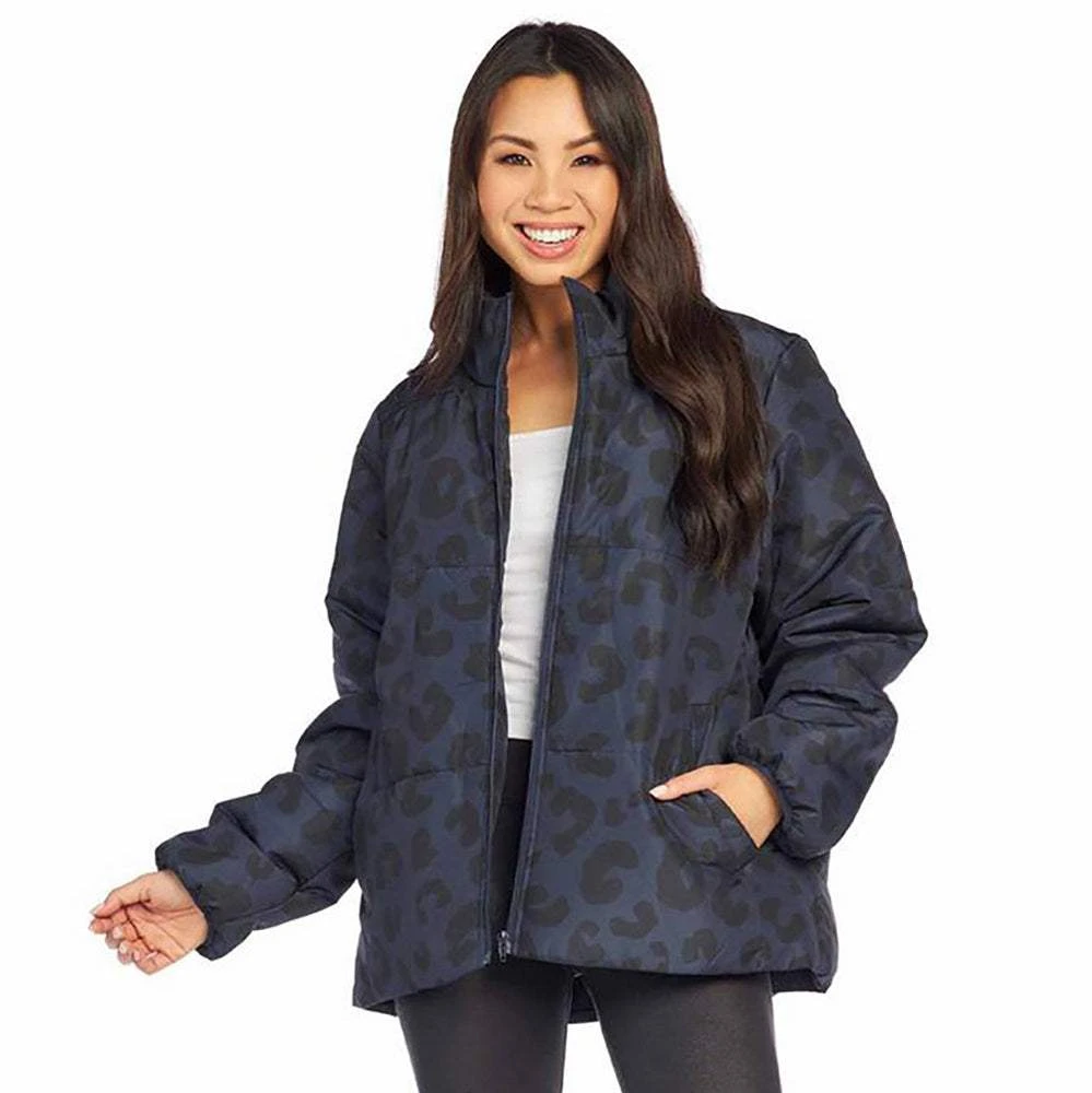 Women's Mud Pie Wade Navy Leopard Puffer Jacket