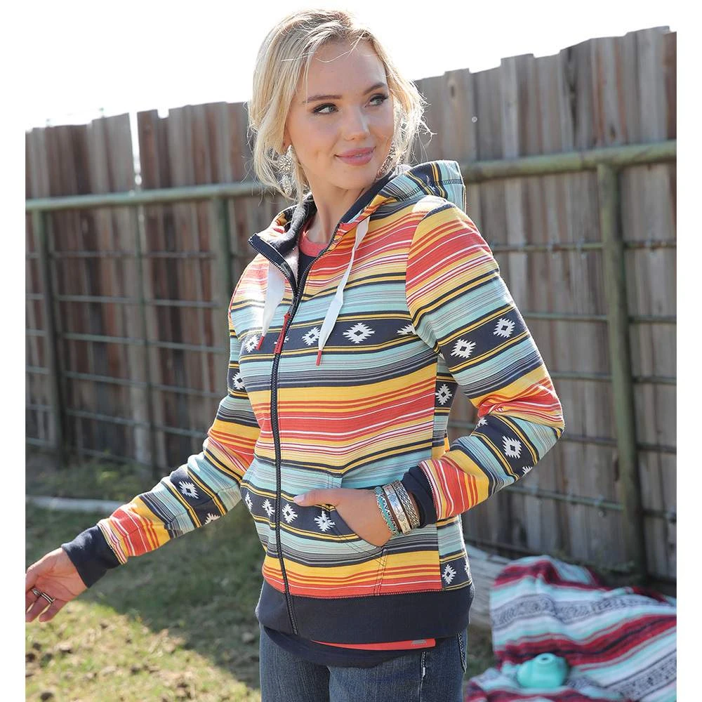 Cruel Girl Women's Serape Print Full Zip French Terry Hoodie