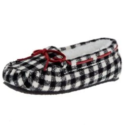 Minnetonka Women`s Cally Black And White Check Casual