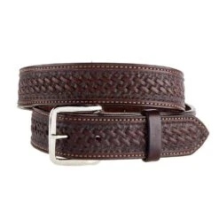 Texas Saddlery Chocolate Basket Stamp Belt
