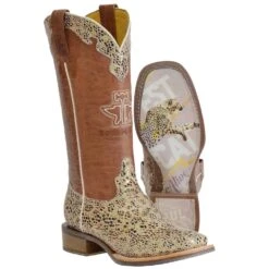 Tin Haul Women's 13 In Top Golden Cheetah-Fastest Cat Alive Sole Cowgirl Boot