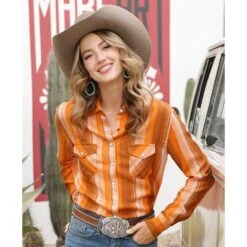 Cruel Girl Women's Orange Snap Shirt