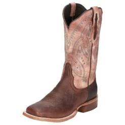 Tony Lama Women's Gabriella Cognac Wide Square Toe With 11in. Shaft Boot