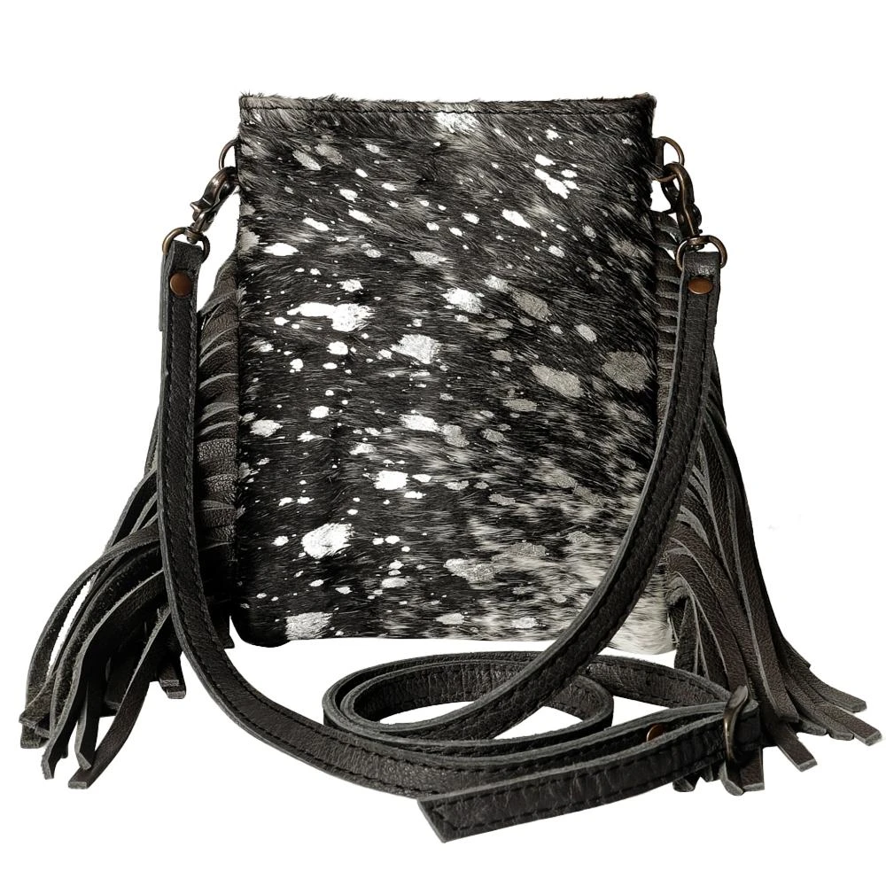 American Darling Silver And White Cowhide Crossbody Purse