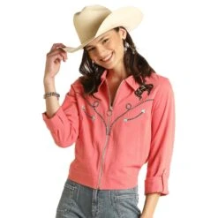 Rock & Roll Denim Women's Retro Western Bomber Shirt Jacket