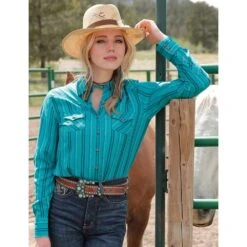 Cinch Womens Womens Long Sleeve Stripe