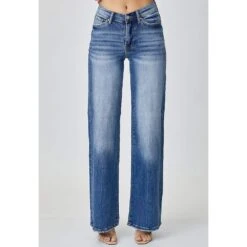 Risen Jeans Women Dipped V Wide Leg Jeans