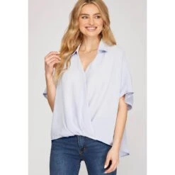 She & Sky Women's Blue Drop Top