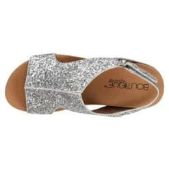 Corkys Footwear Womens Carley Silver Glitter Wedge Sandal