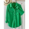 Trend:Notes Women's Kelly Green Chambray Button Shirt