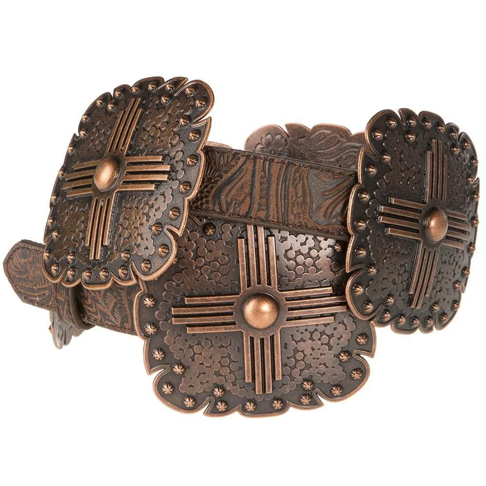 Ladies Angel Ranch 1in. Brown Cross Concho Belt