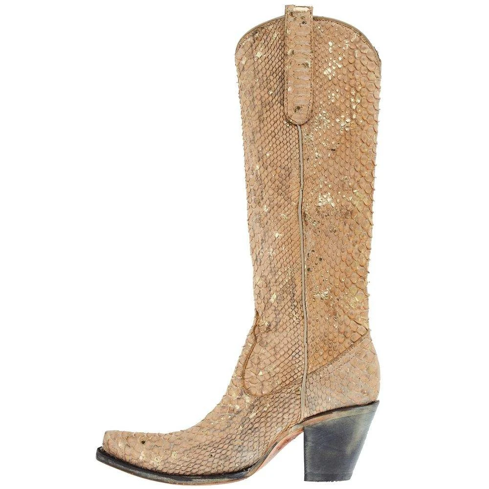 Corral Women`s Nude Full Python 13 In Cowgirl Boot - Image 3