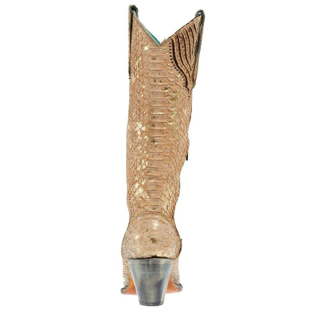 Corral Women`s Nude Full Python 13 In Cowgirl Boot - Image 4