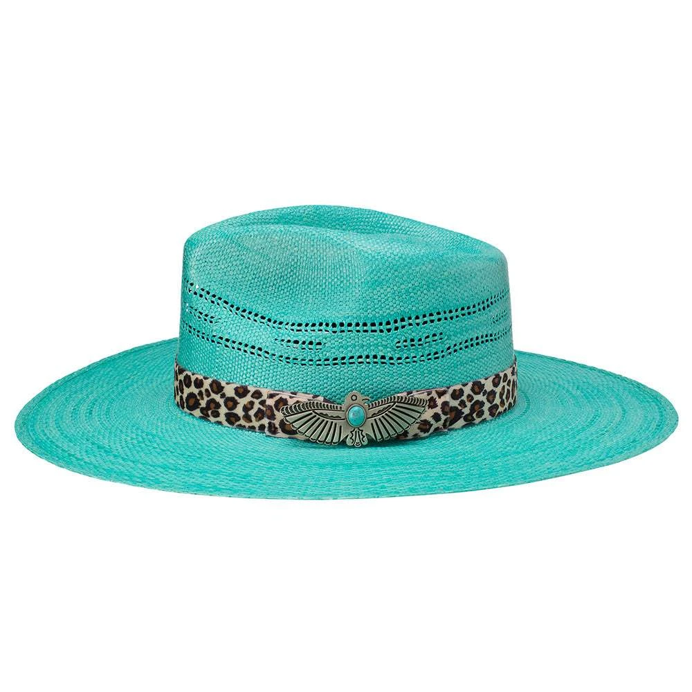Charlie 1 Horse Right Meow 3 3/4in. Turquoise Straw Fashion Hat - Image 2