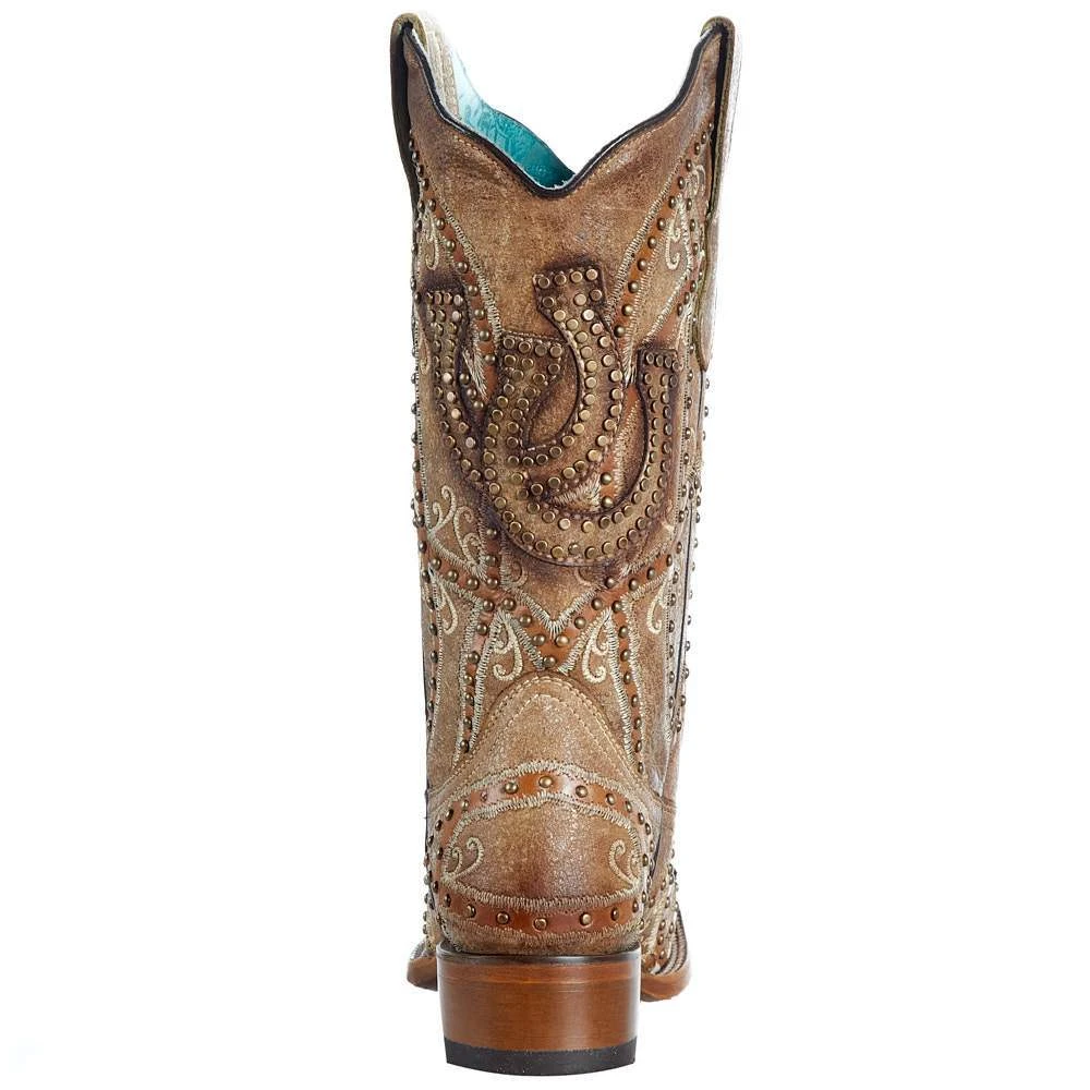 Nrs Footwear Womens Corral Brown Horse Shoe Overlay Boot - Image 4